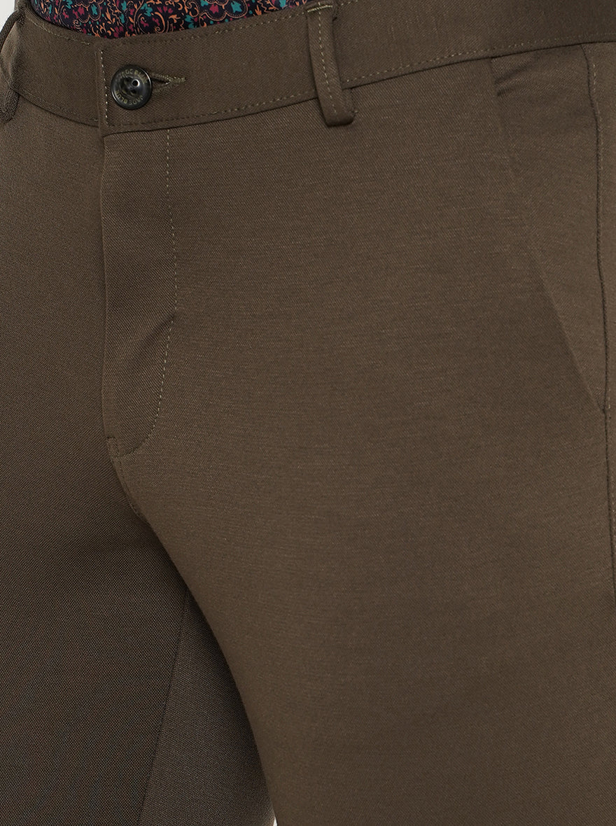 Brown Solid Slim Fit Club Wear Trouser | JB Studio