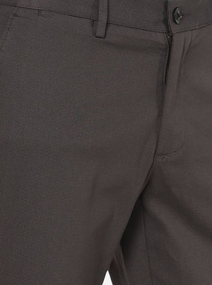 Brown Checked Uno Fit Casual Trouser | JadeBlue