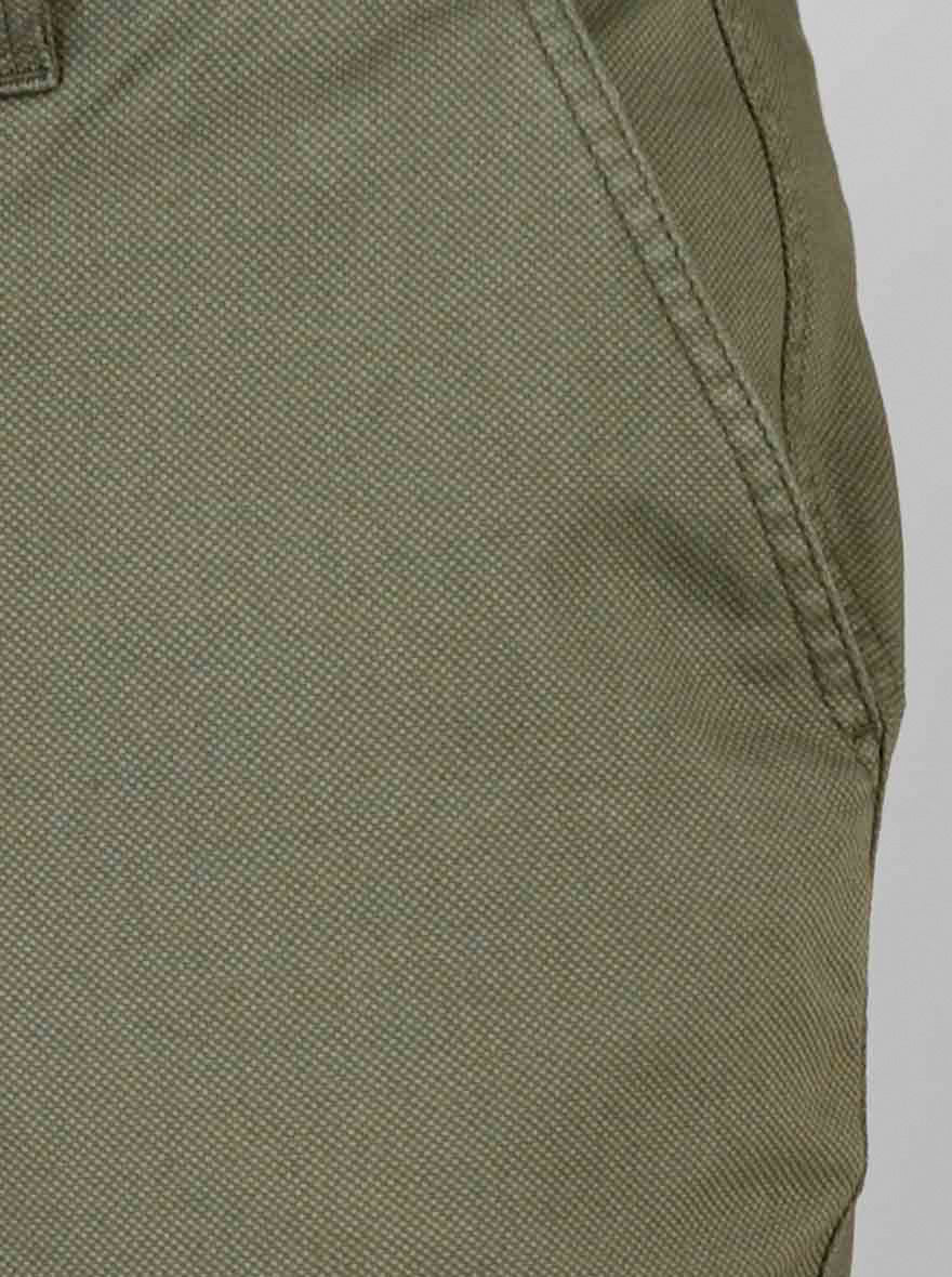 Bronze Green Self Textured Slim Fit Chinos | JadeBlue