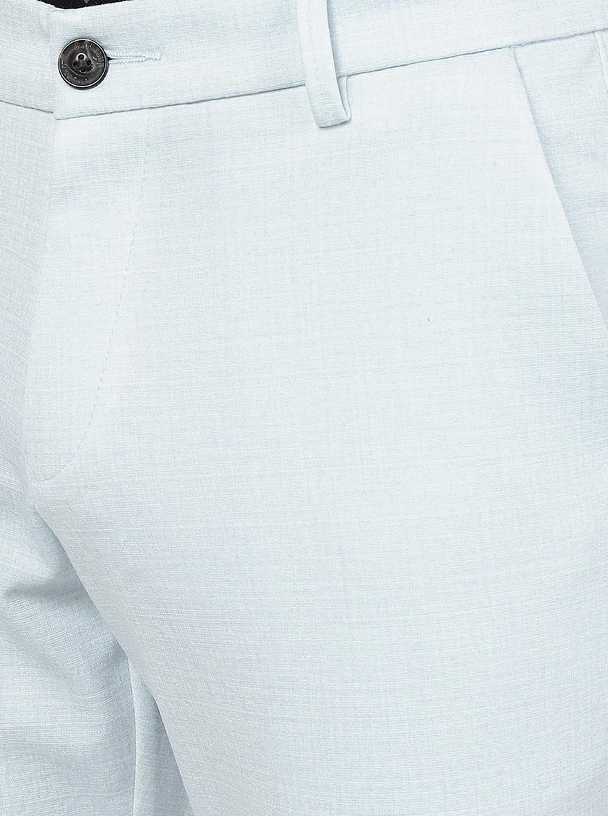 Sky Blue Solid Venice Fit Casual Trouser | JadeBlue