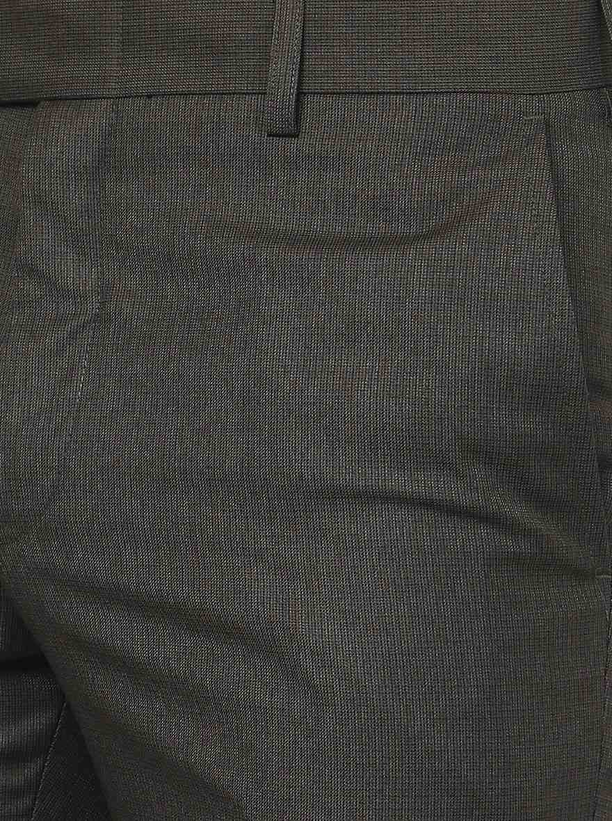 Coffee Brown Solid Slim Fit Formal Trouser | Metal