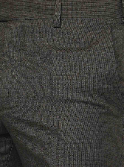 Coffee Brown Solid Slim Fit Formal Trouser | Metal