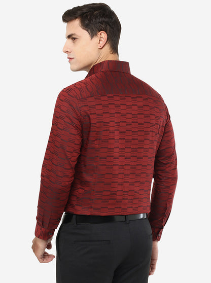 Red Printed Slim Fit Party Wear Shirt | Greenfibre