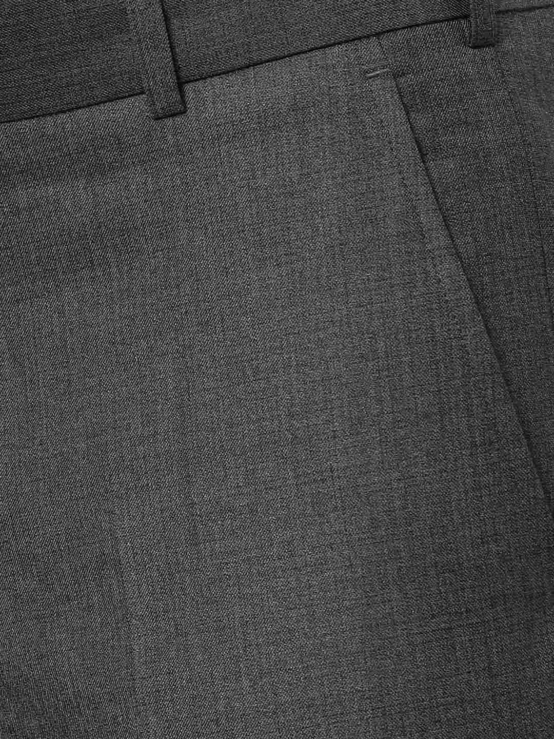 Grey Solid Slim Fit Formal Trouser | Metal