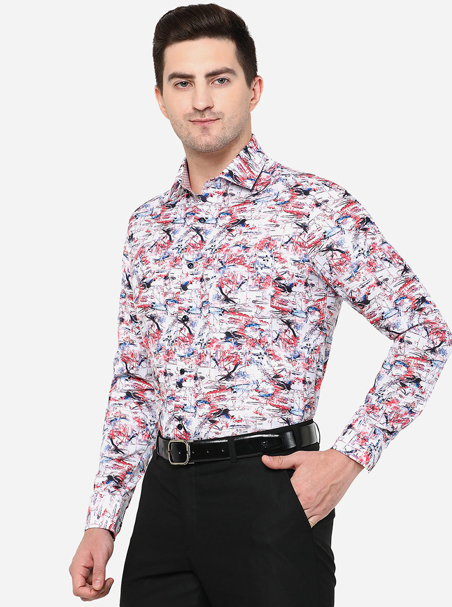 Multicolor Printed Slim Fit Party Wear Shirt | Greenfibre