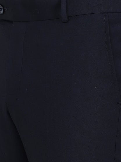 Navy Blue Solid Slim Fit Formal Trouser | Greenfibre