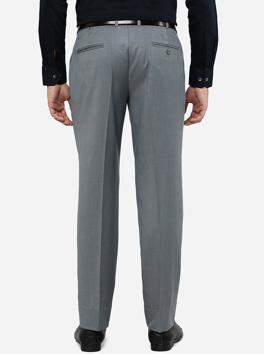 Grey Solid Classic Fit Formal Trouser | JadeBlue