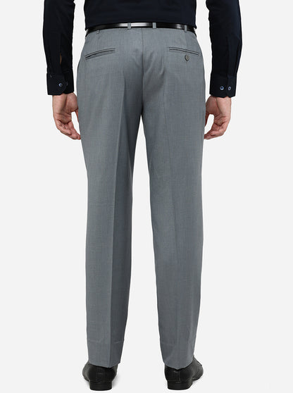 Grey Solid Classic Fit Formal Trouser | JadeBlue