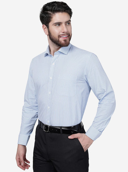 White Striped Regular Fit Formal Shirt | JadeBlue