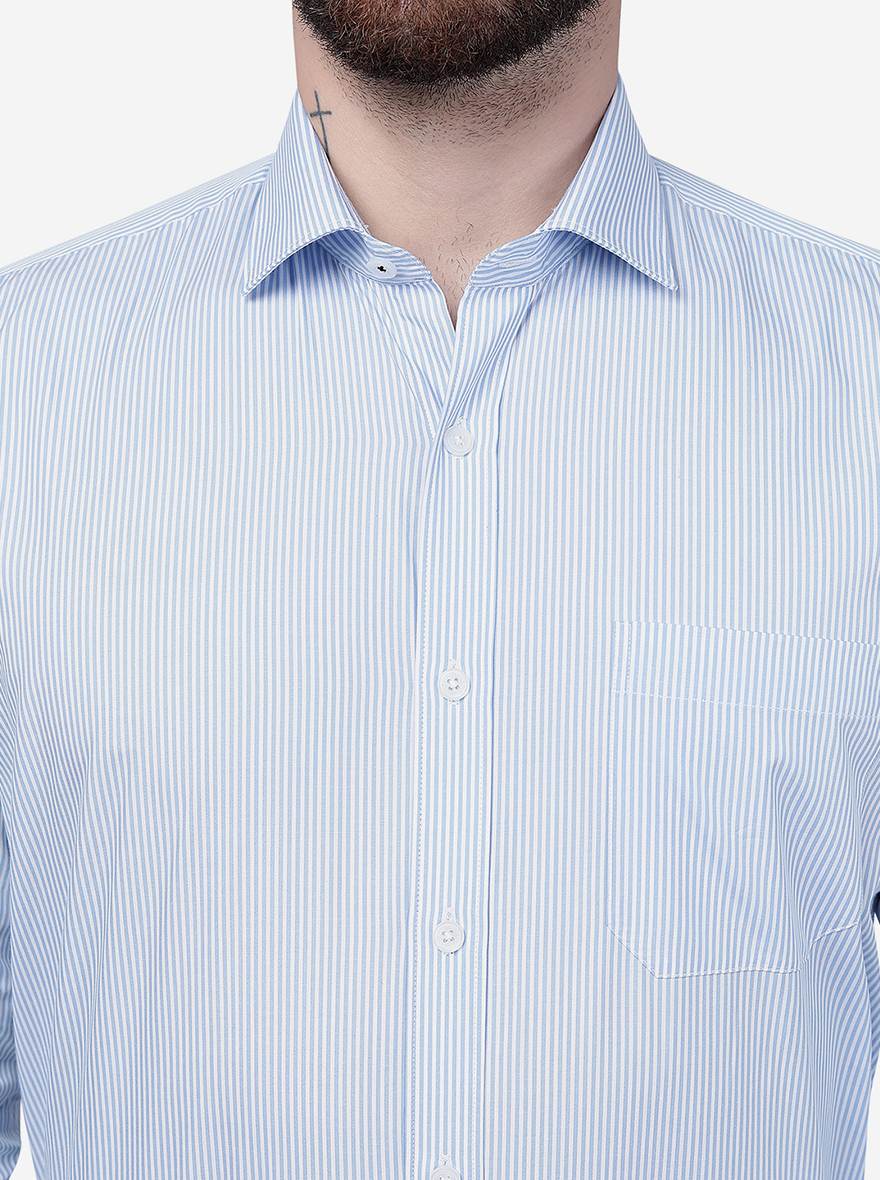 White Striped Regular Fit Formal Shirt | JadeBlue