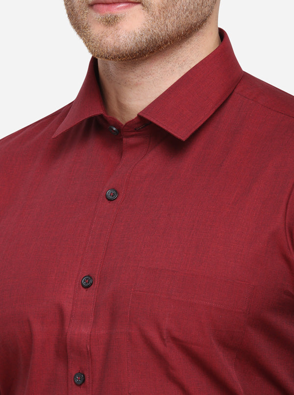 Maroon Solid Regular Fit Formal Shirt | JadeBlue