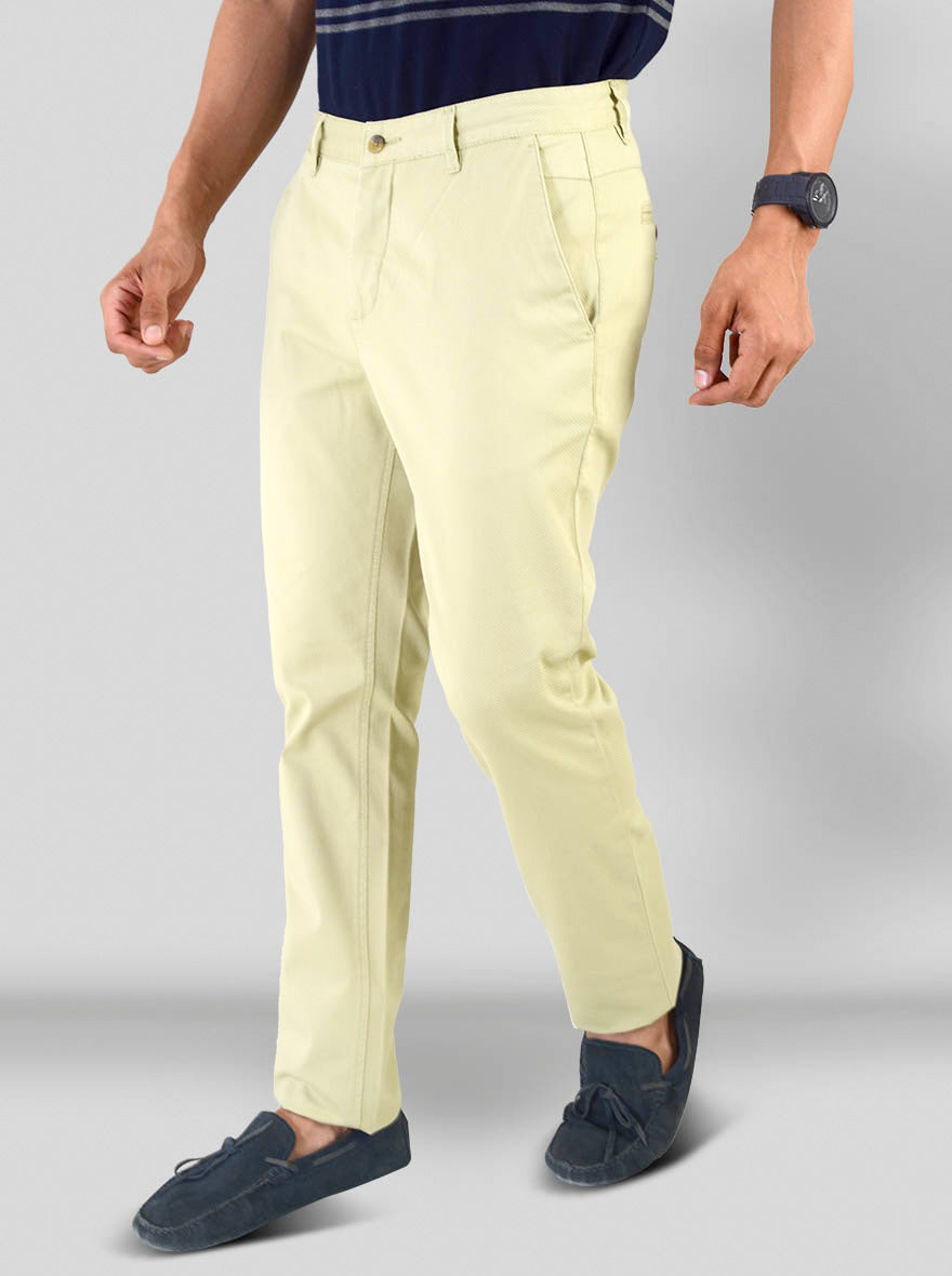 Tender Green Self Textured Super Slim Fit Chinos | Greenfibre