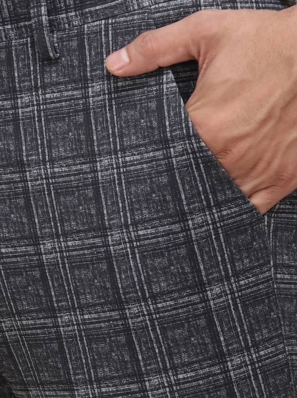 Dark Grey Printed Venice Fit Casual Trouser | JadeBlue