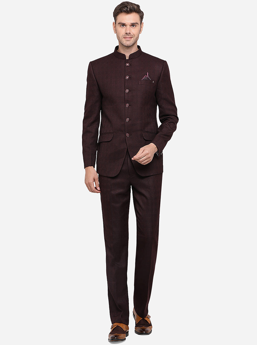 Eclipse Maroon Wool Rich Cross Buttoned Bandhgala Suit | Jodhpuri suits for  men, Traveler suit, Maroon