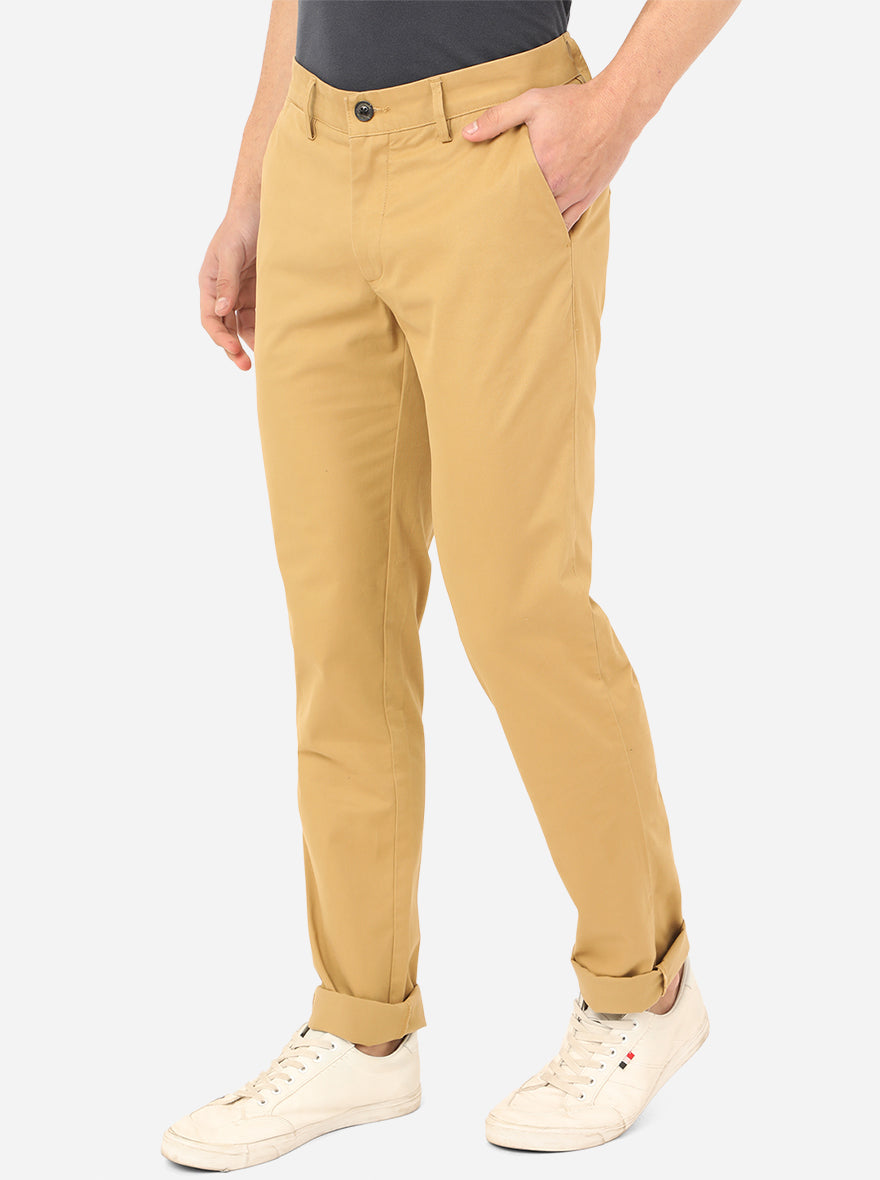 Dark Khaki Solid Uno Fit Casual Trouser | JadeBlue