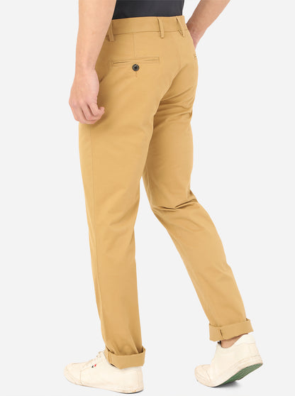 Dark Khaki Solid Uno Fit Casual Trouser | JadeBlue