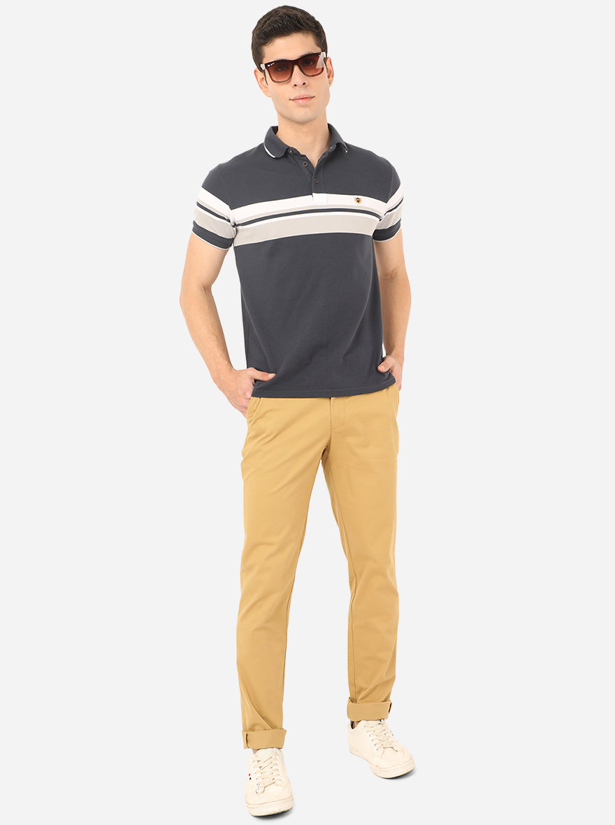 Dark Khaki Solid Uno Fit Casual Trouser | JadeBlue