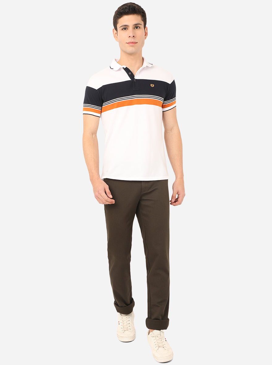 Olive Brown Solid Uno Fit Casual Trouser | JadeBlue