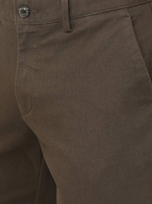 Olive Brown Solid Uno Fit Casual Trouser | JadeBlue