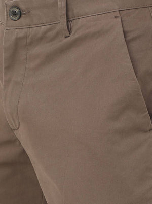 Taupe Brown Solid Uno Fit Casual Trouser | JadeBlue