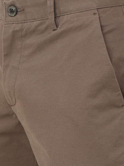 Taupe Brown Solid Uno Fit Casual Trouser | JadeBlue