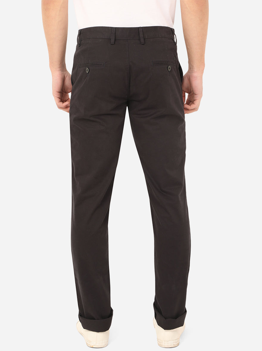 Black Solid Uno Fit Casual Trouser | JadeBlue