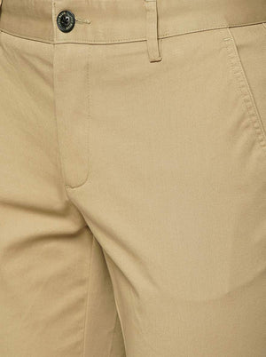 Cream Solid Uno Fit Casual Trouser | JadeBlue