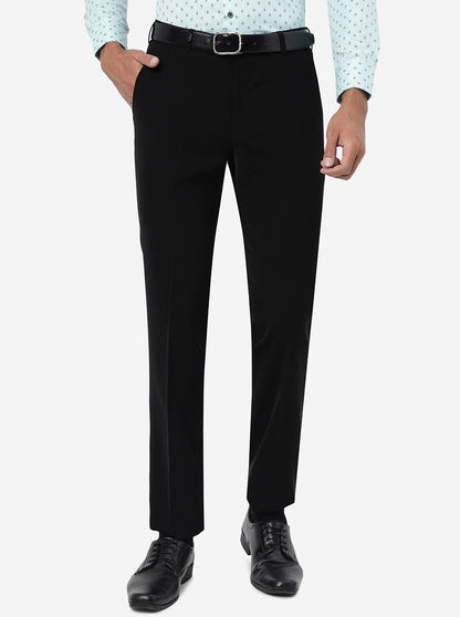 Black Solid Slim Fit Formal Trouser | JB Studio