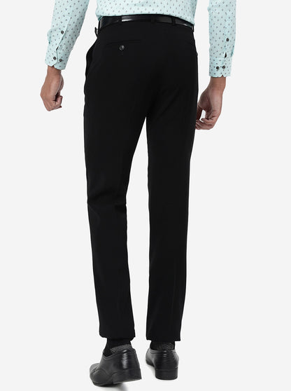 Black Solid Slim Fit Formal Trouser | JB Studio