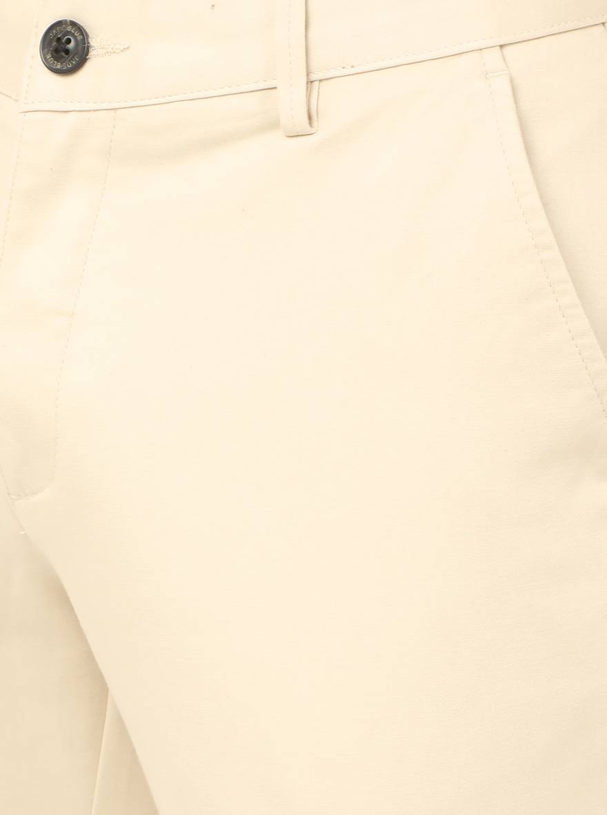 Fawn Beige Solid Uno Fit Casual Trouser | JadeBlue