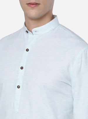 Sea Blue Solid Regular Fit Modi Kurta | JadeBlue