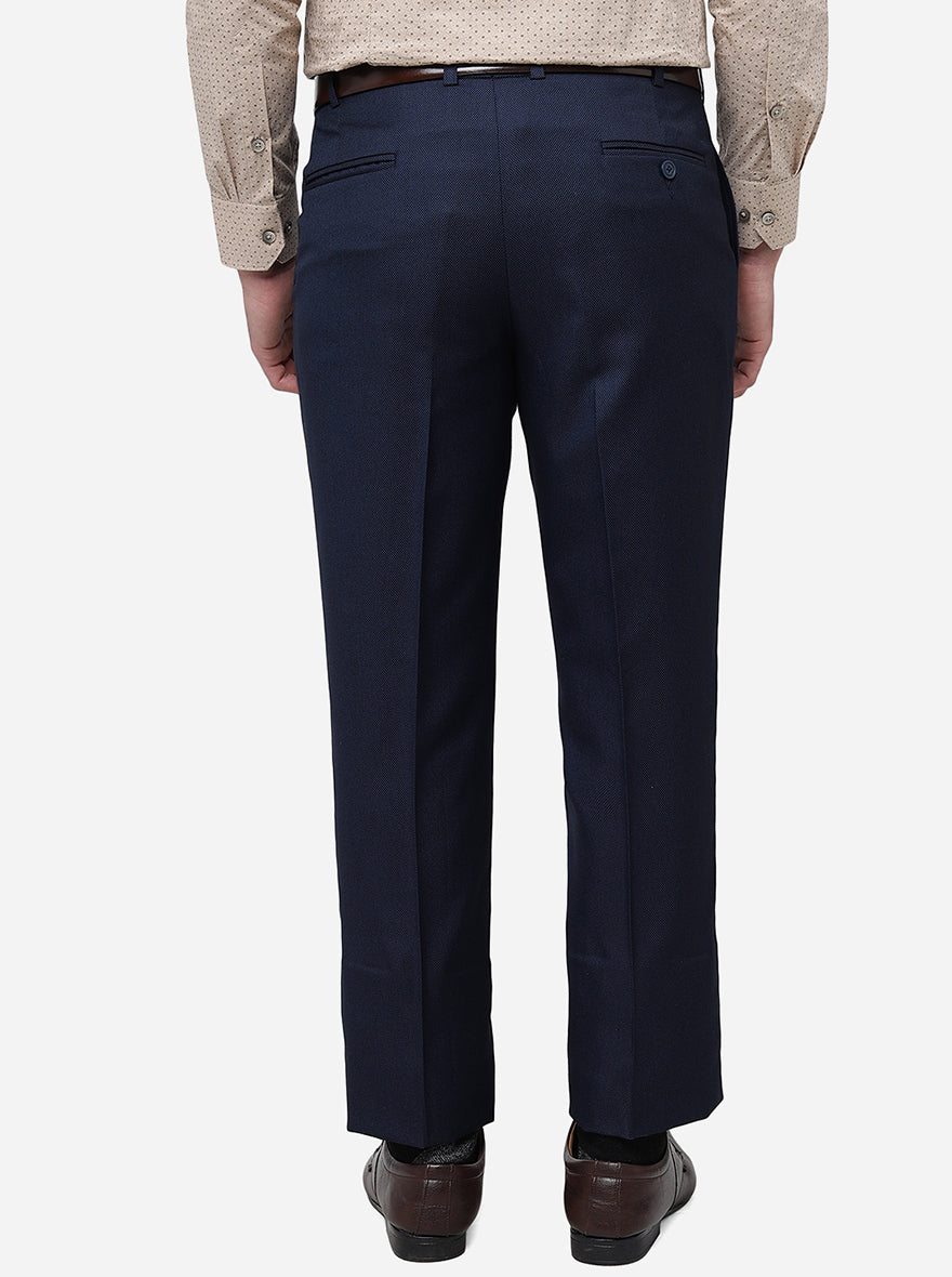 Navy Blue Solid Classic Fit Formal Trouser | JadeBlue