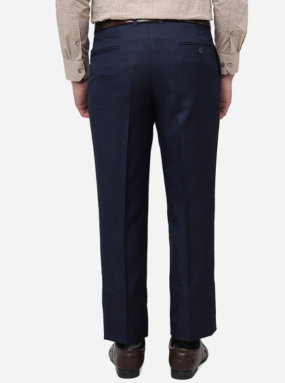 Navy Blue Solid Classic Fit Formal Trouser | JadeBlue