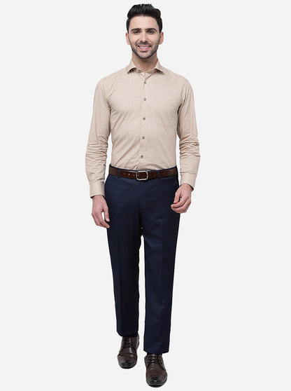 Navy Blue Solid Classic Fit Formal Trouser | JadeBlue