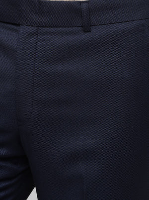 Navy Blue Solid Classic Fit Formal Trouser | JadeBlue
