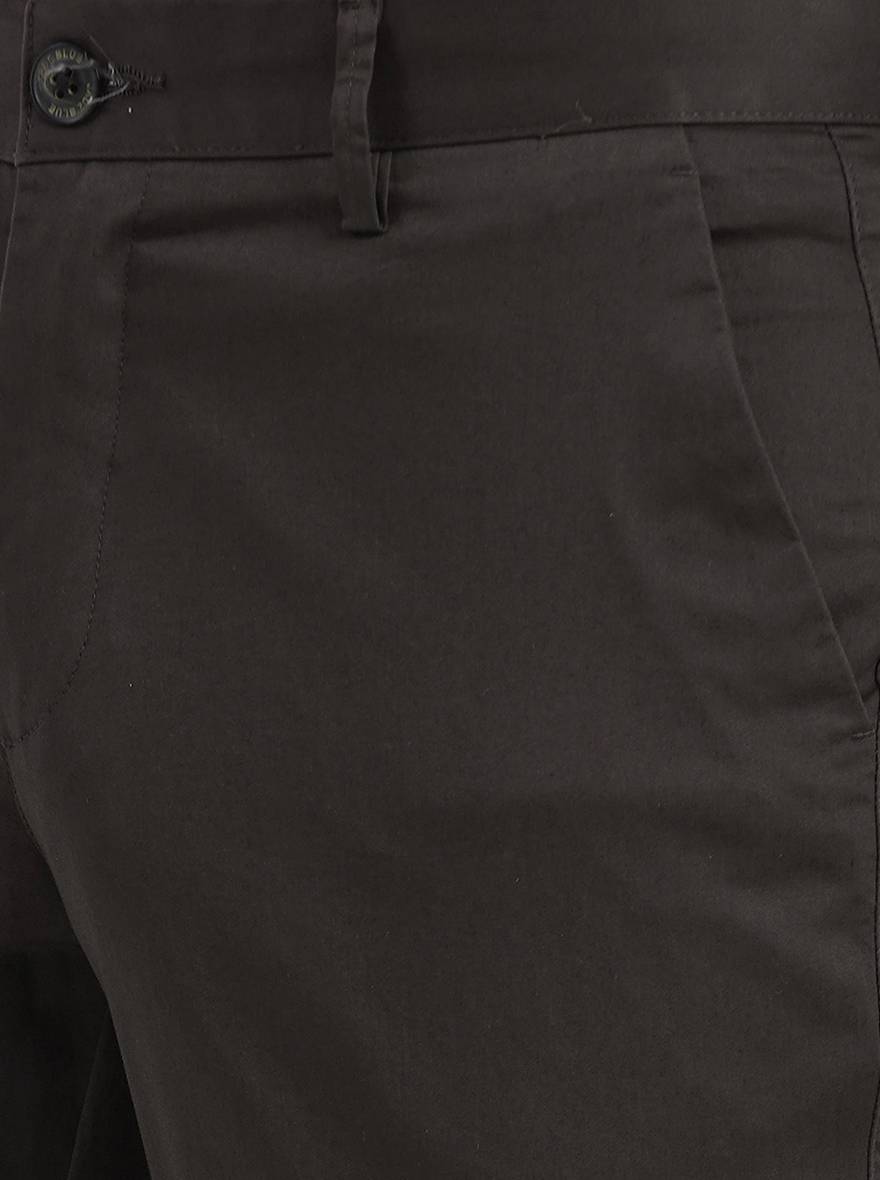 Brown Plain Solid Uno Fit Casual Trouser | JadeBlue