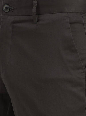 Brown Plain Solid Uno Fit Casual Trouser | JadeBlue
