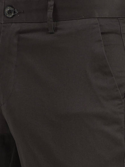 Brown Plain Solid Uno Fit Casual Trouser | JadeBlue