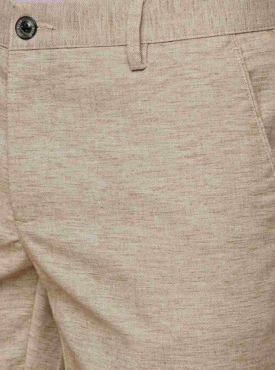 Beige Solid Uno Fit Casual Trouser | JadeBlue