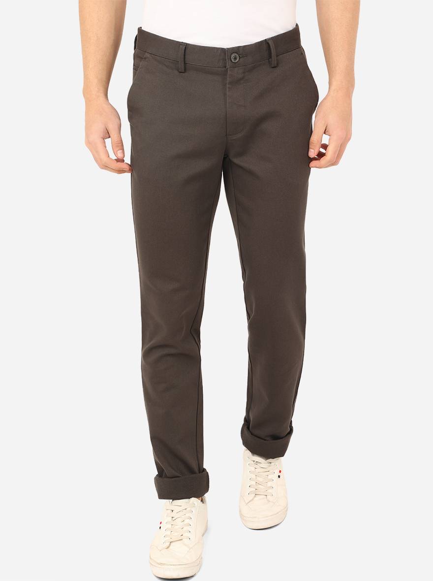Dark Grey Solid Uno Fit Casual Trouser | JadeBlue