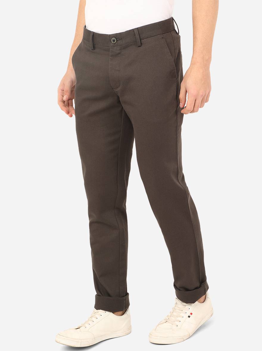 Dark Grey Solid Uno Fit Casual Trouser | JadeBlue