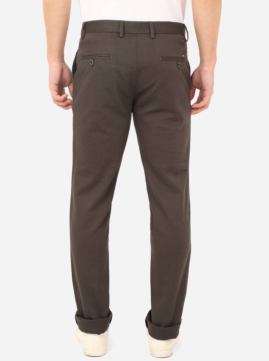 Dark Grey Solid Uno Fit Casual Trouser | JadeBlue