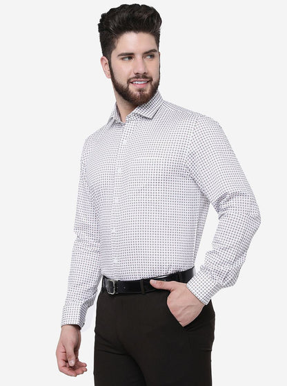 Grey Printed Slim Fit Formal Shirt | JadeBlue