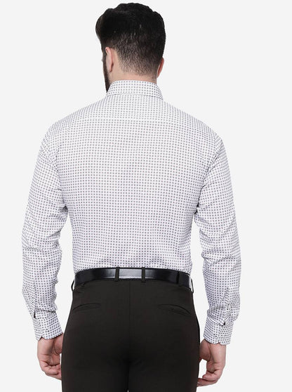 Grey Printed Slim Fit Formal Shirt | JadeBlue