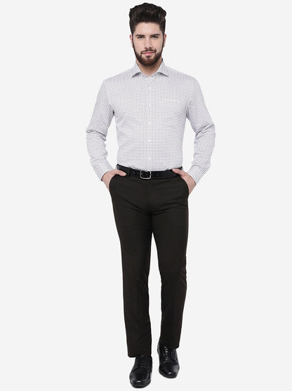 Grey Printed Slim Fit Formal Shirt | JadeBlue