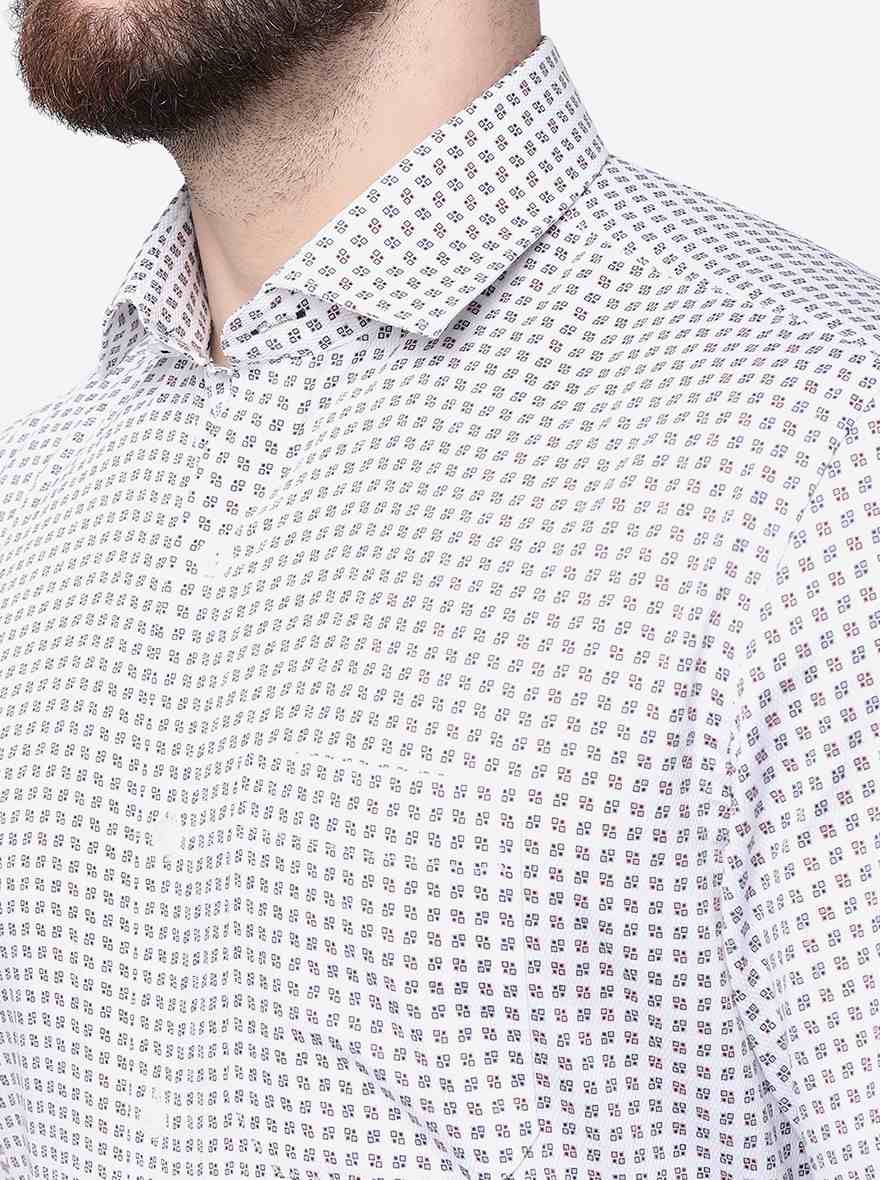Grey Printed Slim Fit Formal Shirt | JadeBlue