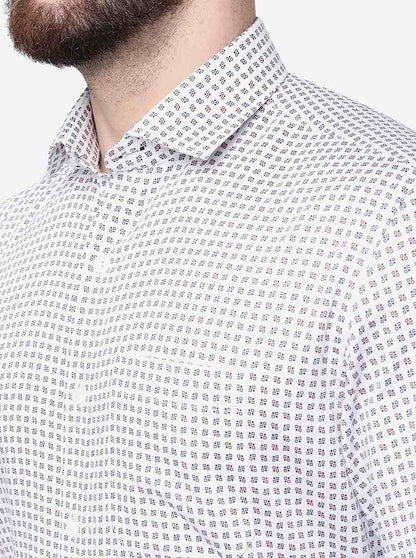 Grey Printed Slim Fit Formal Shirt | JadeBlue