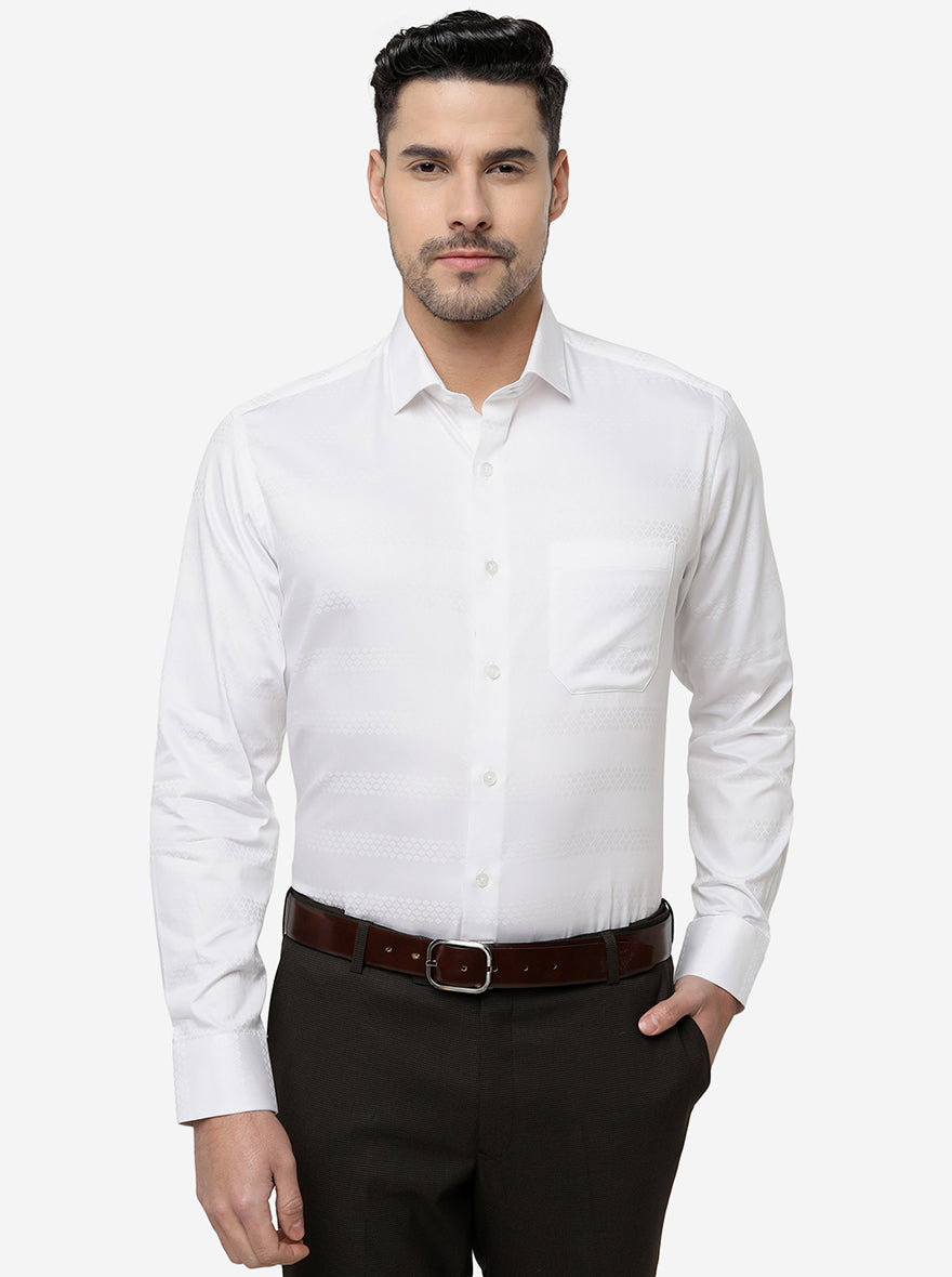 White Solid Slim Fit Formal Shirt | Metal
