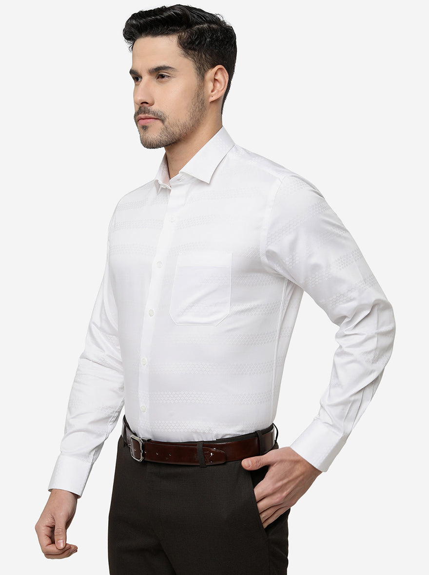 White Solid Slim Fit Formal Shirt | Metal