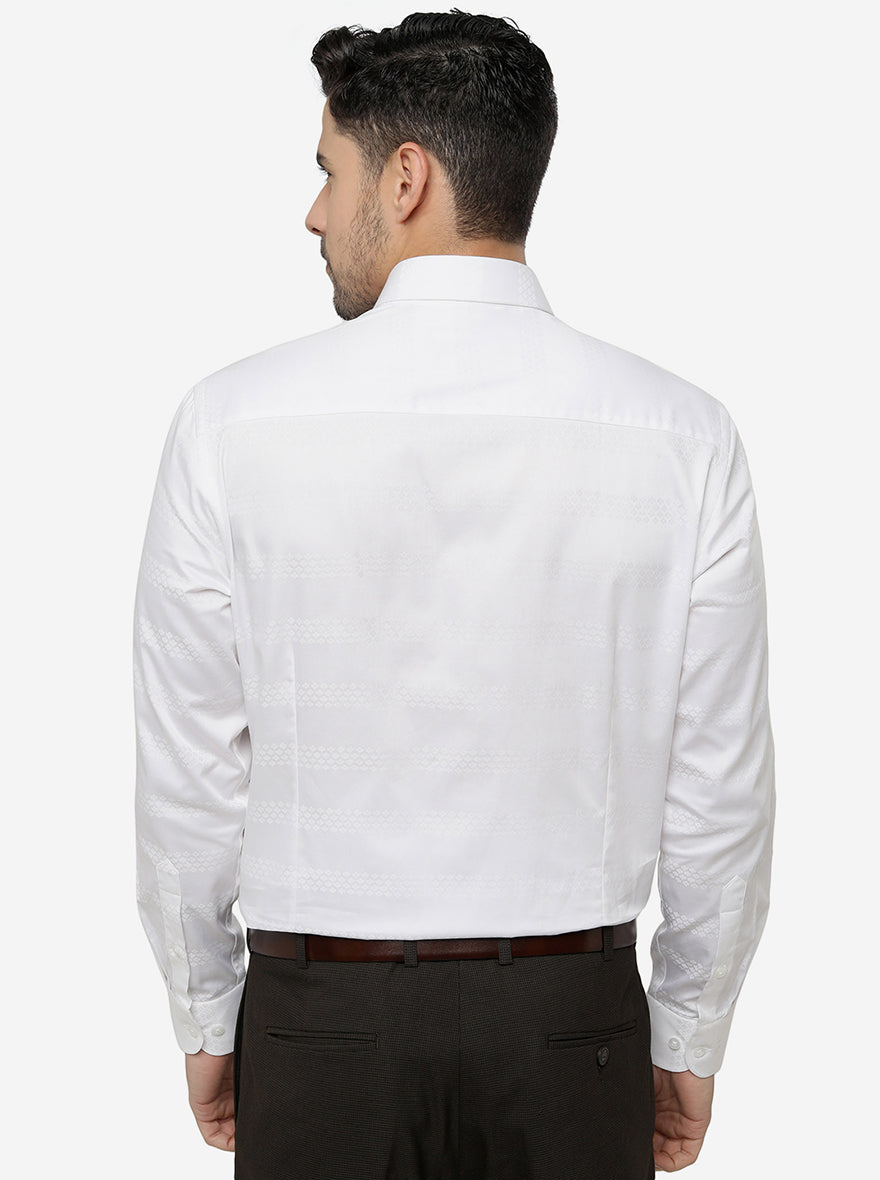White Solid Slim Fit Formal Shirt | Metal